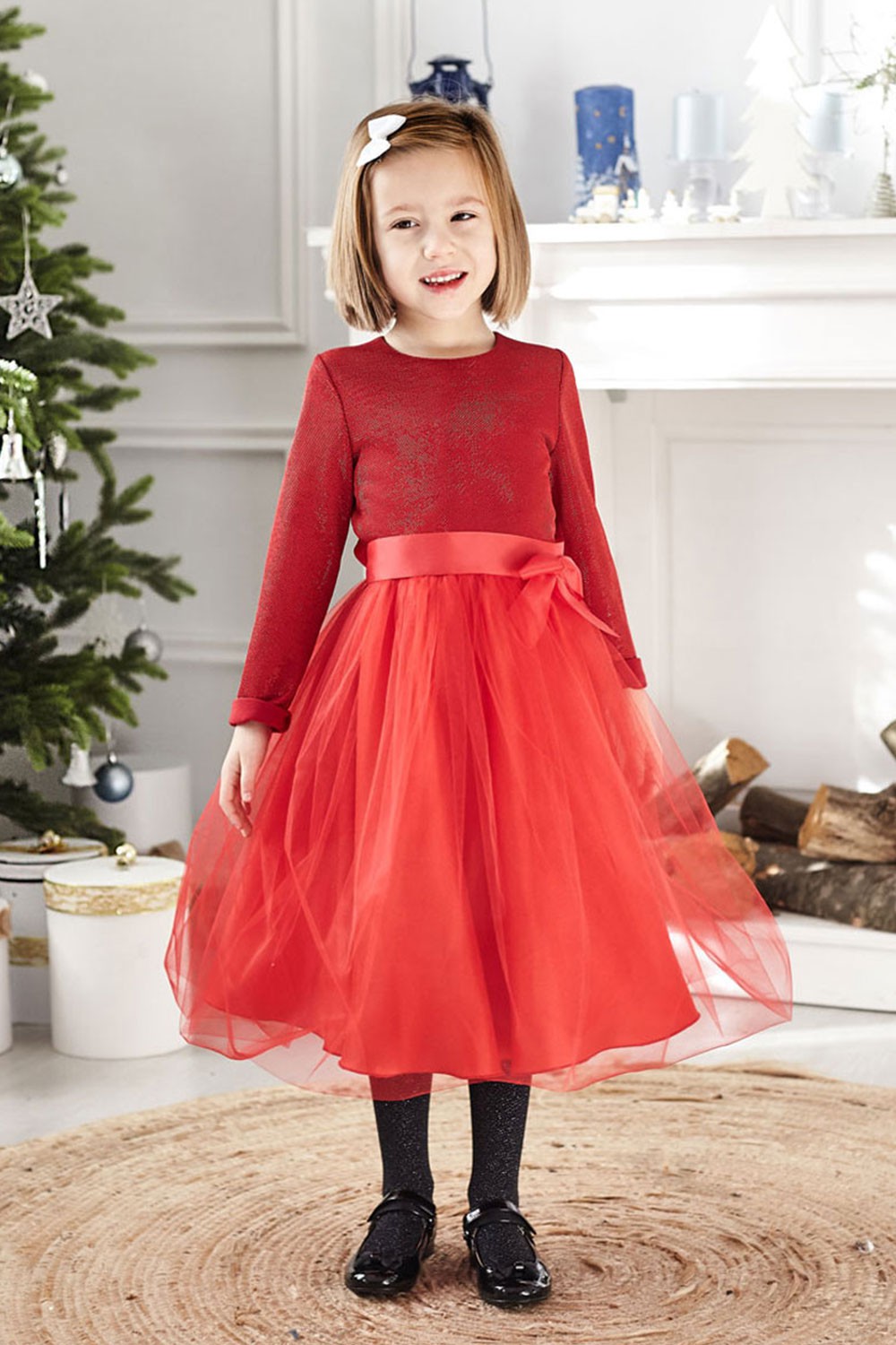 dívčí červené vánoční šaty