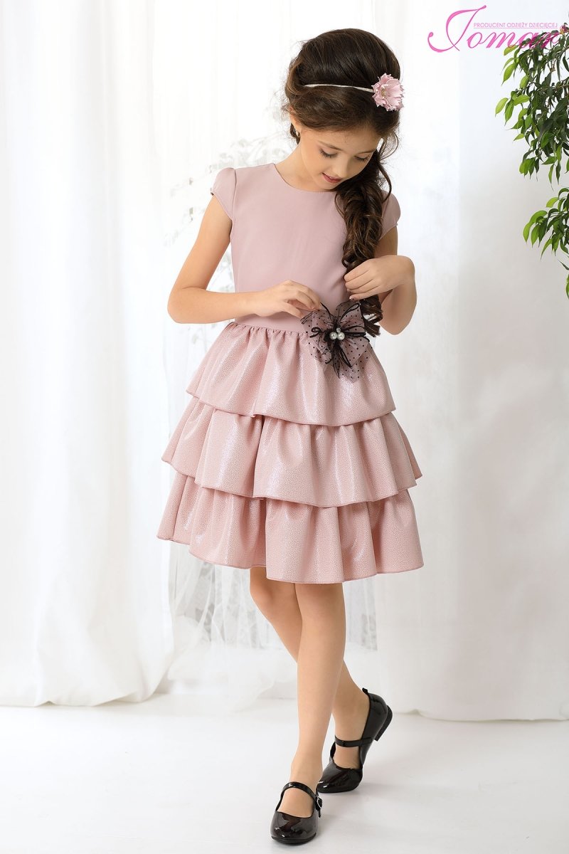 Dívčí šaty růžové lesk Jomar 864  98-152