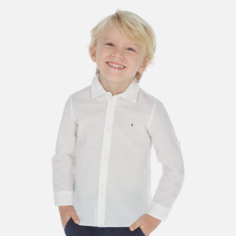 Chlapecká košile Mayoral bílá s jemným vzorkem 141
