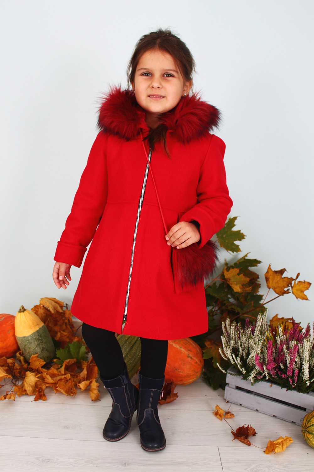 Dívčí kabát Zara červený s kabelkou Tylkomet