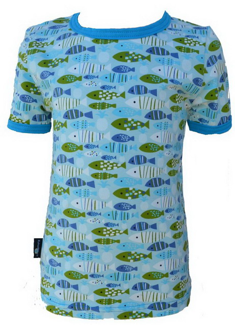 Dětské bavlněné modré tričko s rybičkami