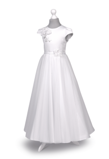 Dívčí bílé šaty s tylem Tosia BZ - 093 XL