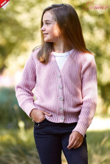 Dívčí svetr propínací růžový Jomar 905  122 - 152