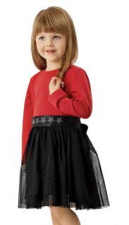 Dívčí šaty červeno černé Jomar 849 92-116