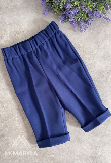Chlapecké kalhoty společenské  šedo modré káro A13