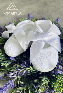 Dívčí/ kojenecké bílé boty na křest a svatbu MK34