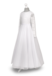 Dívčí šaty  bílé s tylem Tosia BZ - 059 