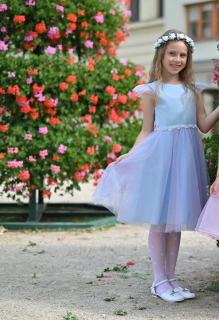 Dívčí luxusní šaty Klára modro růžové s tylem MK42