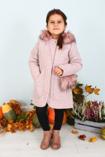 Dívčí kabát Kika růžový s kabelkou Tylkomet