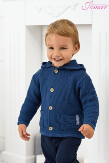 Chlapecký modrý jeans svetr s kapucí Jomar 730