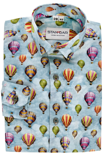 Chlapecká luxusní košile vzor dobrodružství v balónu modrá P6