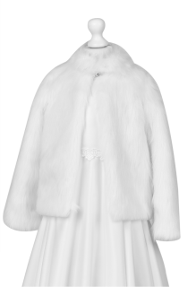 Dívčí luxusní kabátek/bolerko bílá kožešinka delší vlas MK20