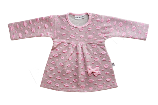 Dětské kojenecké šaty růžovo šedé s puntíky