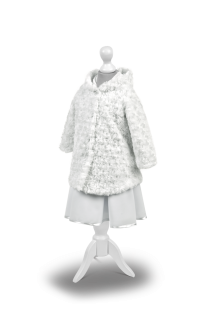 Dívčí luxusní kabátek bílá kožešinka s kapucí MK11