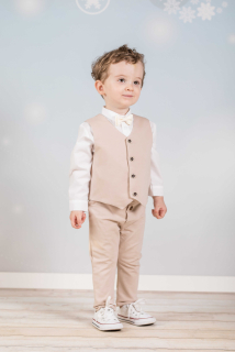 Chlapecký béžovo bílý set s vestou 4-dílný A101