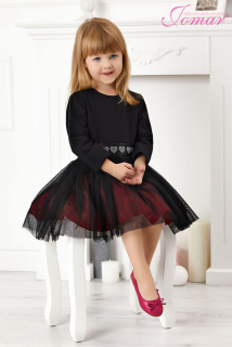 Dívčí šaty černý vrch černo červená sukně 849 92-116