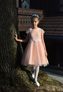 Dívčí luxusní šaty Klára meruňkové s tylemMK18