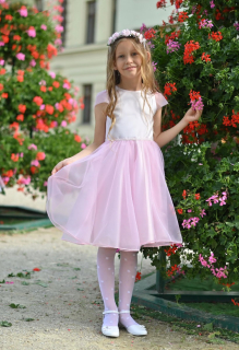 Dívčí luxusní šaty Klára růžové s tylem MK26