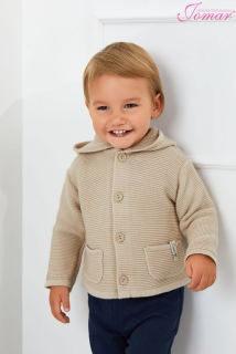 Chlapecký béžový svetr baby s kapucí Jomar 730