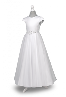 Dívčí bílé šaty s tylem Tosia XS K01 BZ - 091
