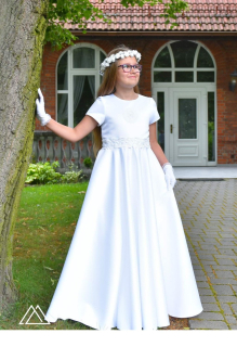 Dívčí bílé šaty XL na svatbu a přijímání K004 