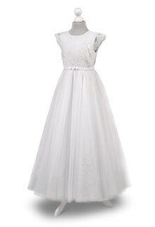 Dívčí bílé šaty XL na svatbu a přijímání K005 