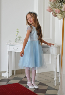 Dívčí luxusní šaty Klára modré s tylem MK43