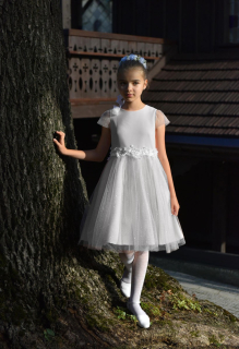 Dívčí luxusní šaty Klára bílé s tylem MK46