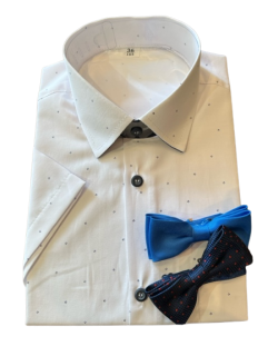 Chlapecká košile s krátkým rukávem bílá s drobným modrým vzorem MIK50
